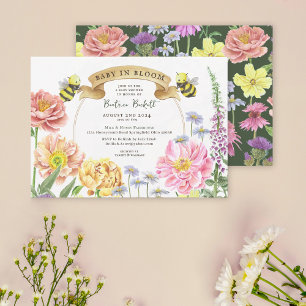Invitation Bébé en Fleur Émeraude Baby shower Fleur sauvage v