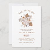 Invitation Bébé En Fleur En Terracotta Sombre Bouquet Boho (Devant)