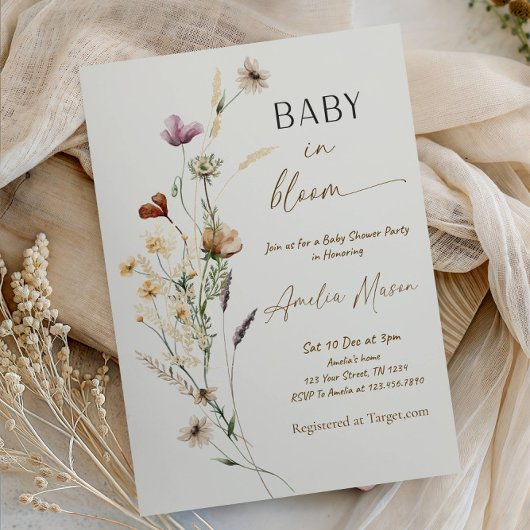 Invitation Bébé en Fleur Fête de Bébé