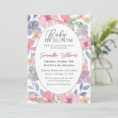 Invitation Bébé en Fleur Fête de Naissance Fleur Sauvage Aqua (Debout devant)