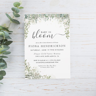 Invitation Bébé en Fleur Fête de Naissance Floral Blanc