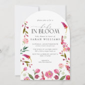 Invitation Bébé En Fleur Fille Aquarelle Rose Douche Florale (Devant)