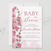 Invitation Bébé en Fleur Fille Douche Florale Rose (Devant)