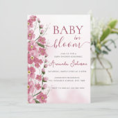 Invitation Bébé en Fleur Fille Douche Florale Rose (Debout devant)