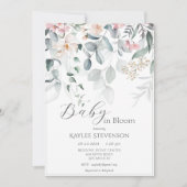 Invitation Bébé en Fleur Fille Sage Floral Baby shower modern (Devant)