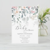 Invitation Bébé en Fleur Fille Sage Floral Baby shower modern (Debout devant)