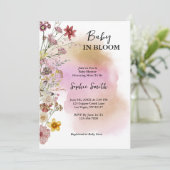 Invitation Bébé en fleur Fleur sauvage aquarelle (Debout devant)