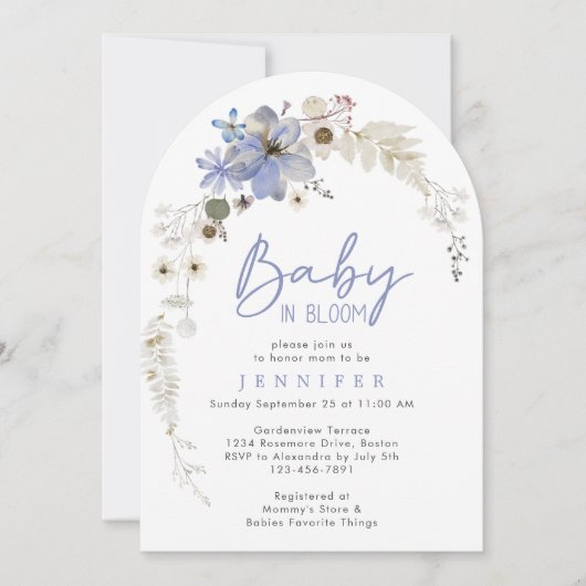 Invitation Bébé En Fleur Fleur sauvage Baby shower Arc Floral (Devant)