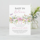 Invitation Bébé en Fleur Fleur sauvage  Baby shower Bow (Debout devant)