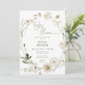 Invitation Bébé en fleur Fleur sauvage Baby shower de couronn (Debout devant)