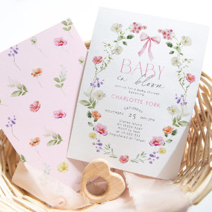 Invitation Bébé en fleur Fleur sauvage Baby shower de la bow