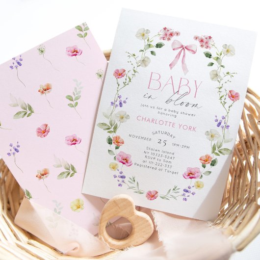 Invitation Bébé en fleur Fleur sauvage Baby shower de la bow 