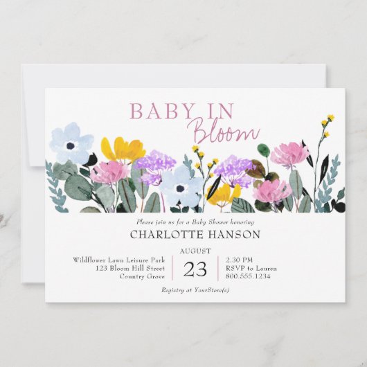 Invitation Bébé en Fleur Fleur sauvage Baby shower de pelouse (Devant)