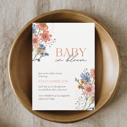 Invitation Bébé en fleur Fleur sauvage Baby shower de printem
