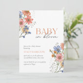 Invitation Bébé en fleur Fleur sauvage Baby shower de printem (Debout devant)