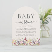Invitation Bébé en Fleur Fleur sauvage Baby shower en Arc Bei (Debout devant)