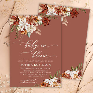 Invitation Bébé en Fleur Fleur sauvage Baby shower en terre c