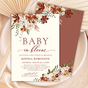 Invitation Bébé en Fleur Fleur sauvage Baby shower en terre c