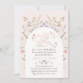 Invitation Bébé en Fleur Fleur sauvage Baby shower fille rose (Devant)