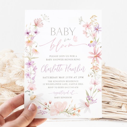 Invitation Bébé En Fleur Fleur sauvage Baby shower Floral