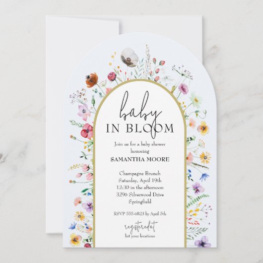 Invitation Bébé en fleur Fleur sauvage Baby shower garçon Arc (Devant)