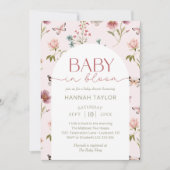 Invitation Bébé en fleur Fleur sauvage Baby shower rose (Devant)