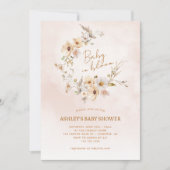 Invitation Bébé en fleur Fleur sauvage Baby shower rose (Devant)