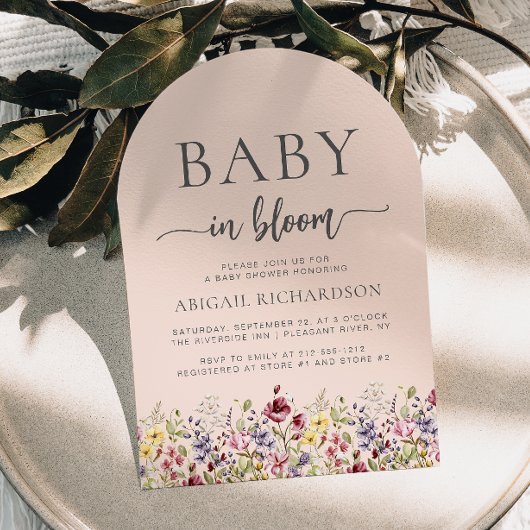 Invitation Bébé en Fleur Fleur sauvage Blush Arch Baby shower