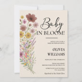 Invitation Bébé en Fleur Fleur sauvage brûlé Baby shower oran (Devant)