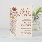 Invitation Bébé en Fleur Fleur sauvage brûlé Baby shower oran (Debout devant)