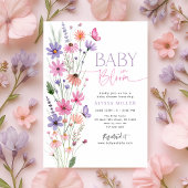 Invitation Bébé en Fleur Fleur sauvage de papillon Baby showe