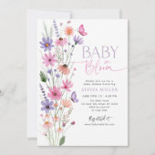 Invitation Bébé en Fleur Fleur sauvage de papillon Baby showe (Devant)