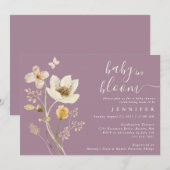 Invitation Bébé En Fleur Fleur sauvage Dusty Baby shower pour (Devant / Derrière)