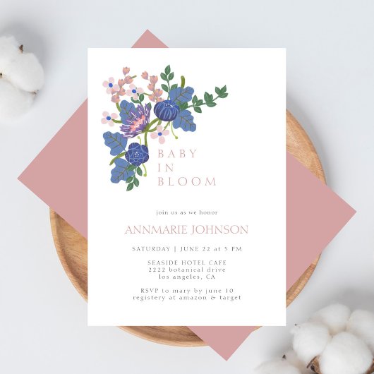 Invitation Bébé En Fleur Fleur sauvage Floral Baby shower ros