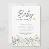 Invitation Bébé en Fleur Fleur sauvage Papillons Baby shower (Devant)