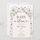 Invitation Bébé en Fleur Fleur sauvage Papillons Baby shower (Devant)