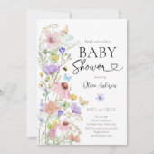 Invitation Bébé en Fleur Fleur sauvage Papillons Baby shower (Devant)