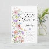 Invitation Bébé en Fleur Fleur sauvage Papillons Baby shower (Debout devant)