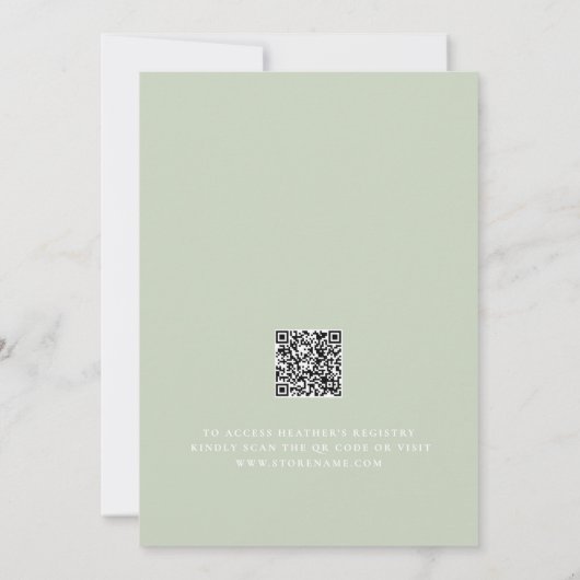 Invitation Bébé en fleur Fleur sauvage QR Sage Baby shower ve (Dos)