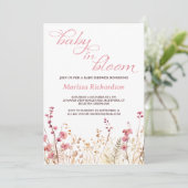 Invitation Bébé en Fleur Fleur sauvage rose Baby shower fille (Debout devant)