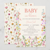 Invitation Bébé en Fleur Fleur sauvage rose fille Baby shower (Devant / Derrière)