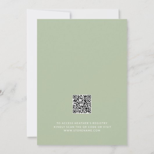 Invitation Bébé En Fleur Fleur sauvage Sage Baby shower Vert (Dos)