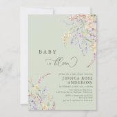 Invitation Bébé En Fleur Fleur sauvage Sage Baby shower Vert (Devant)