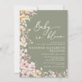 Invitation Bébé En Fleur Fleur sauvage Sage Baby shower Vert (Devant)