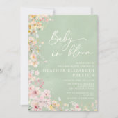 Invitation Bébé en fleur Fleur sauvage Sage Green Baby shower (Devant)