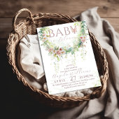 Invitation Bébé en Fleur Fleur sauvage Verdure bébé fille dou