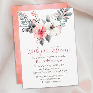 Invitation Bébé en Fleur, Fleurs, Baby shower garçon ou fille