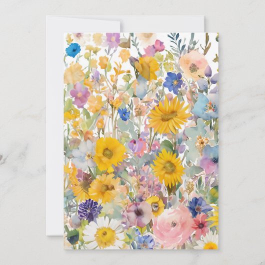 Invitation Bébé en fleur fleurs sauvages floraux sans sexe (Dos)