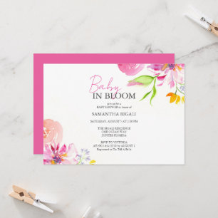 Invitation Bébé En Fleur Floral Aquarelle Douche