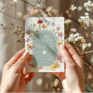 Invitation Bébé en fleur FLoral Baby shower esthétique